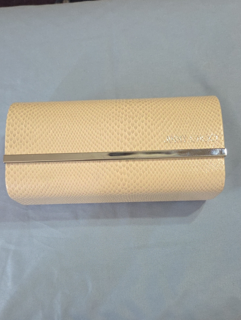 Jimmy Choo Ivory Textured Snake-Embossed with Silver Trim CASE ONLY